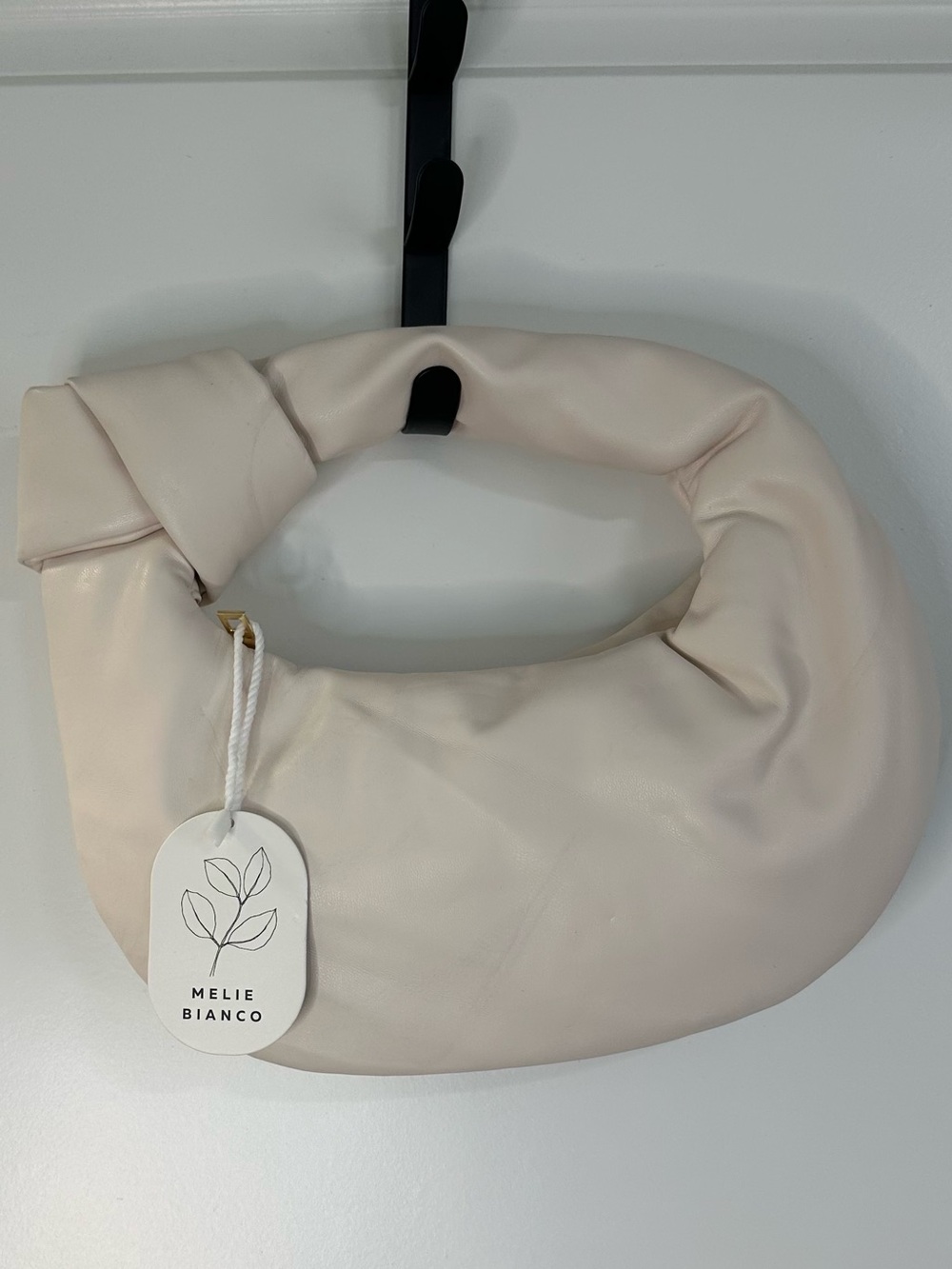Melie Bianco Cream Soft Knotted Shoulder Bag